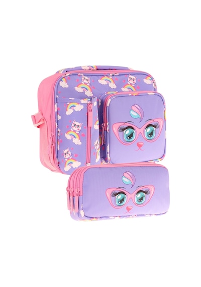 Kaukko Kids Kız Çocuk Lila Pembe Kedi Baskılı Üç Bölmeli Thermo Beslenme Çantası Ve Kalemlik Seti L7236+l8236 Mor - Açık Pembe Kaukko Kids Kız Çocuk Lila Pembe Kedi Baskılı Üç Bölmeli Thermo Beslenme Çantası Ve Kalemlik Seti L7236+l8236 Mor - Açık Pembe