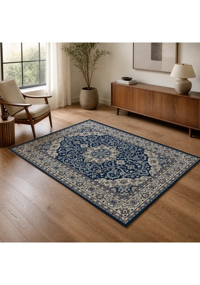 Kartela Halı Aven Halı Jüt Taban Dokuma Halı Lacivert - 100 X 150 Cm