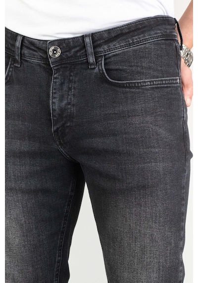 Erkek Taşlamalı Siyah Slim Fit Esnek Likralı Denim Jeans Kot Pan (524238360) Siyah