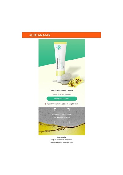 Yağlanma Ve Gözenek Karşıtı Nemlendirici Krem 50ml Apıeu Hamamelis Cream 50ml.