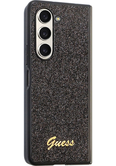 Galaxy Z Fold 5 Uyumlu Kılıf Guess Lisanslı Yazı Logolu Glitter Script Kapak Siyah