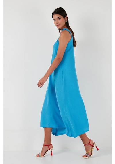 Lela Regular Fit Ip Askılı Uzun Bayan Elbise 5865732 Bebe Mavi