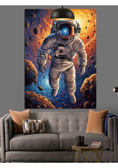 Astronot Uzay Yürüyüşü Manzarası Dekoratif Kanvas - Mdf Ahşap Tablo