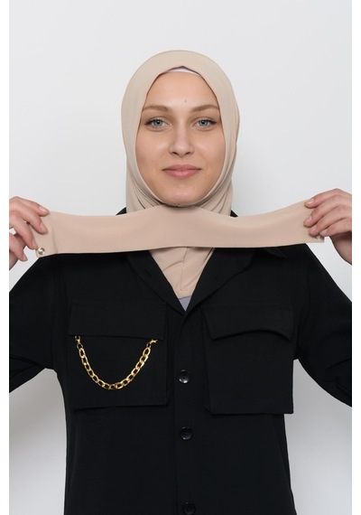 Altobeh Çıtçıtlı Hazır Eşarp Hijap Bej