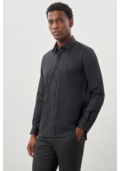 İmza Siyah Uzun Kollu Sert Yaka Cepsiz Pamuklu Likralı Klasik Slim Fit Dar Kesim Gömlek 1004245234 Siyah İmza Siyah Uzun Kollu Sert Yaka Cepsiz Pamuklu Likralı Klasik Slim Fit Dar Kesim Gömlek 1004245234 Siyah