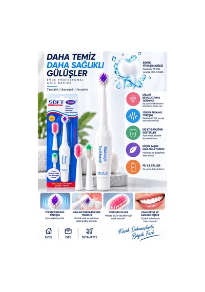 Diş Eti Masajlı Elektrikli Diş Fırçası Pratik Kullanım