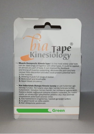 Bia Tape  Bandı Yeşil Renk 5Cm X 5M Kinesio Biatape Bantı