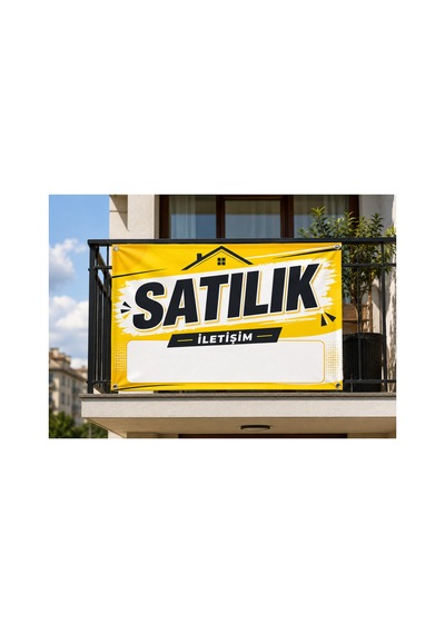 Satılık Branda Afişi 70x100 Cm 4 Tarafı Metal Kuşgözlü Suya Dayanıklı Dış Mekan İlan Brandası