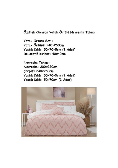 Özdilek -chevron Pudra- Çift Kişilik Yatak Örtülü Nevresim Takımı