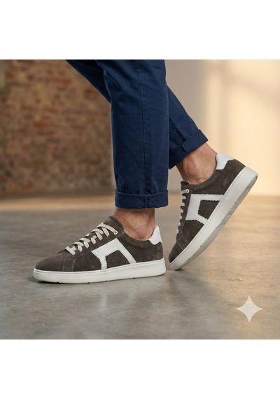 Marcobranchını Bağcıklı Hakiki Deri Erkek Sneaker Ayakkabı 614091m Gri