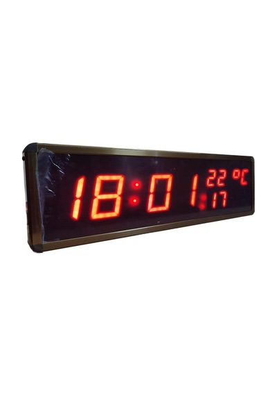 Displayli Saniyeli Dijital Saat Ve Derece Kasa: 17x50 Cm - Kırmızı