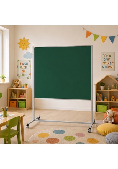 Emaye Yüzey Mobil Yazı Tahtası 120x140cm Yeşil
