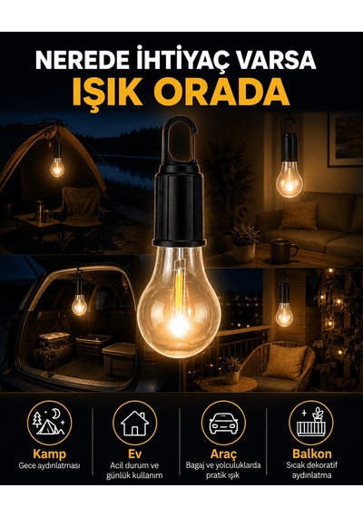 Akıllı Sensörlü Usb Şarjlı Kamp Lambası 10 Oz - Altın - 50 Adet
