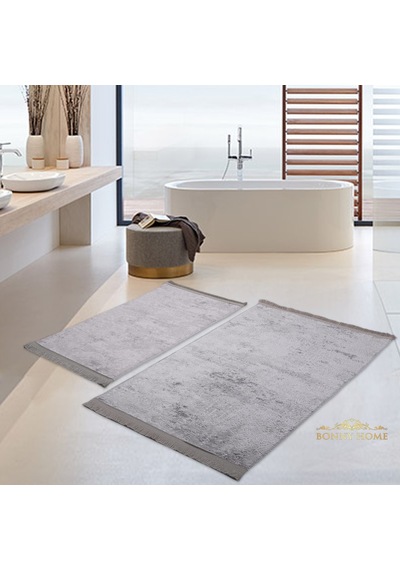 Nova Gri 2'li Kaymaz Tabanlı Banyo Paspası Seti Klozet Takımı Gri
