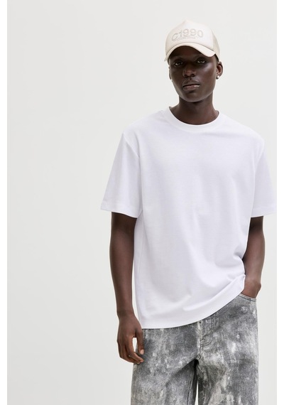 Jack & Jones Core Erkek Tişört Logo Detaylı Kısa Kollu Bisiklet Yaka Beyaz