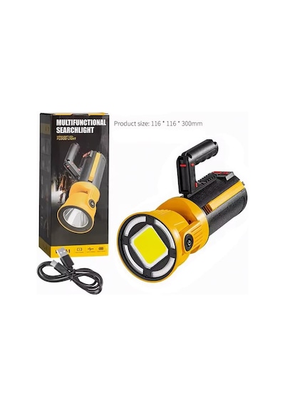 Powermaster Mx-w5164-3 Kırmızı Mavi Çakarlı Cob Ledli Şarjlı Kamp El Feneri Işıldak Diğer