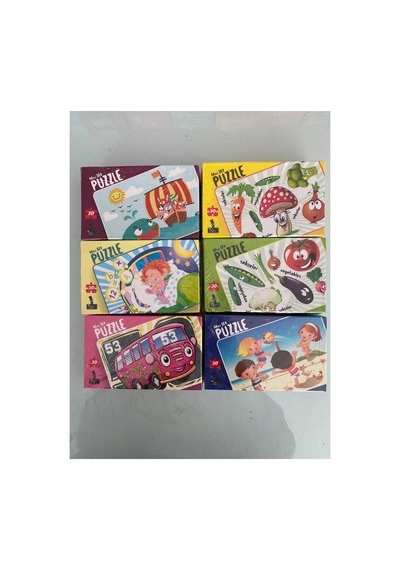 30 Parça Karton Puzzle Mini Boy 6'lı Set 3