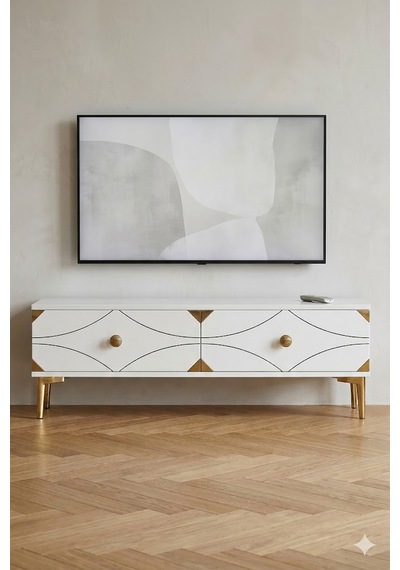 Tsa1297bg Alfa Tv Sehpası Beyaz-gold 120cm