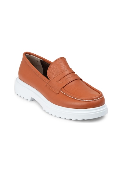 Deery Hakiki Deri Turuncu Kadın Loafer - 01903ztrcp02 Turuncu