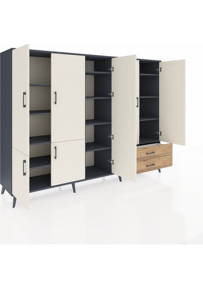 Hyperion Dolap 12 Raflı 2 Çekmeceli 7 Kapaklı 220x44x163 Antrasit Antrasit-aytaşı/çam Hyperion Dolap 12 Raflı 2 Çekmeceli 7 Kapaklı 220x44x163 Antrasit Antrasit-aytaşı/çam