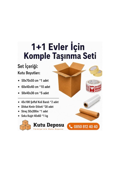 Mini Taşınma Koli Seti 1+1 Evler İçin