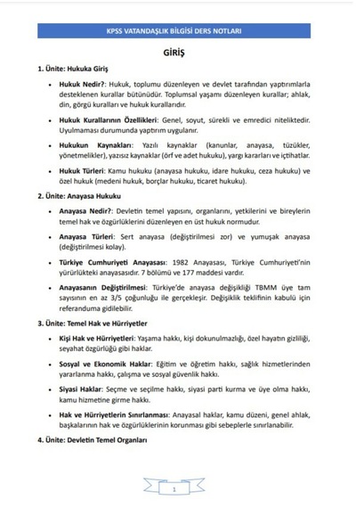Kpss Vatandaşlık Ders Notları Çıkacak Sorular