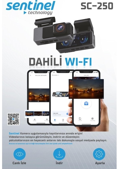 Sentinel Sc-250 4k Uhd Araç İçi Kamera Adas & Bsd, Wi-fi, Gps Opsiyonel, 170 Geniş Açı, 24 Saat Park Modu