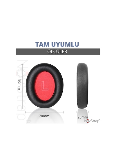 Novstrap Anker Soundcore Life Q10 Q10 Bt İle Uyumlu Kulaklık Pedi Süngeri Yastığı Kırmızı