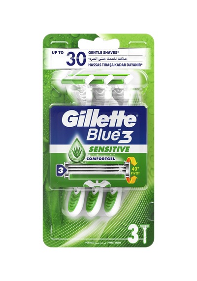 Gillette Blue3 Sensitive Kullan At Tıraş Bıçağı 3'lü - 8 Adet Tarı