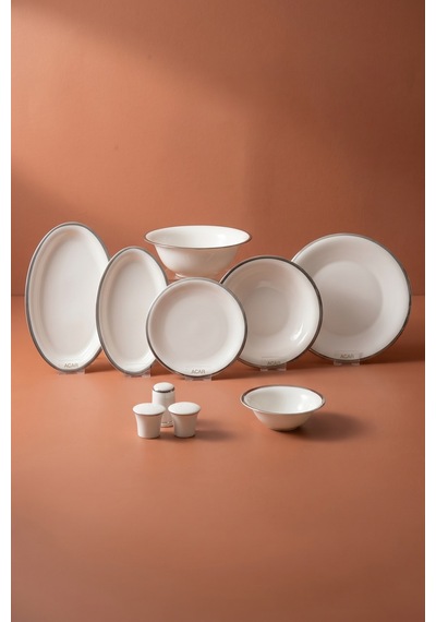 Liora 12 Kişilik 60 Parça Silver Porselen Yemek Takımı Çok Renkli