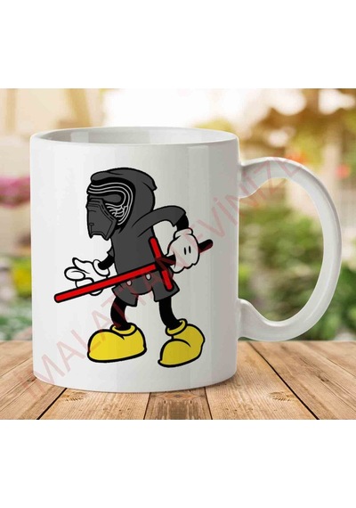 1-1564 Mickey Mouse Kylon Ren Disney Star Warsjpeg İki Tarafı Baskılı Kupa Bardak.jpg