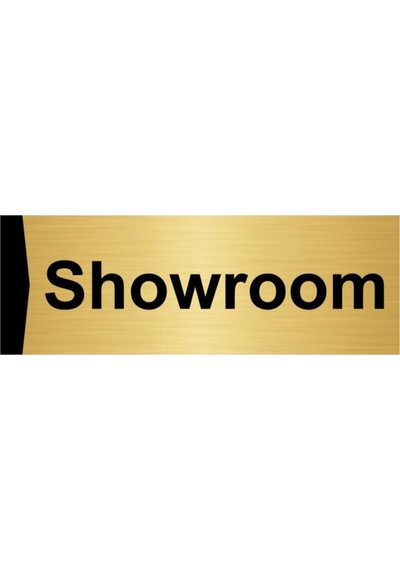 Showroom 7x20cm Altın Renk Metal Yönlendirme Levhası