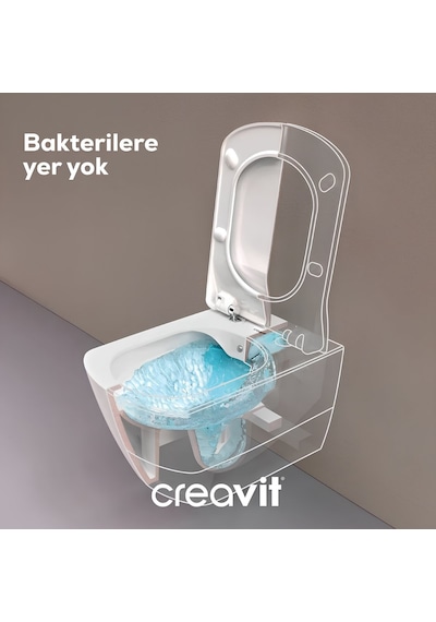 Creavit Elegant Beyaz Kanalsız Asma Klozet Eg321, Duroplast Yavaş Kapak, Terra Gömme Rezervuar Set Diğer