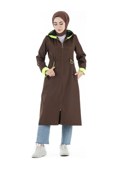 Sevitli Neon Trençkot-kahverengi-2447-kahverengi Kahverengi