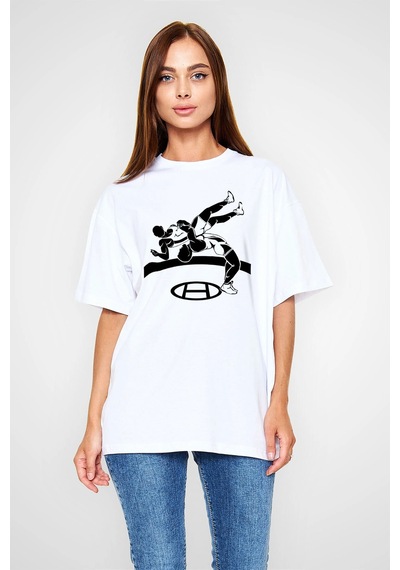 Adrift Güreş Beyaz Unisex Oversize Tişört T-shirt Beyaz