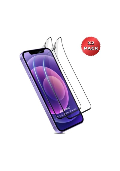 Apple iPhone Uyumlu 12 Mini Crystal Seramik Nano Ekran Koruyucu Siyah 2 Adet