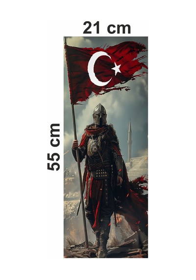 Türk Bayraklı Asker Baskılı Araç Kapı Direk Kaplama Folyo Sticker 2'li Sağ&sol