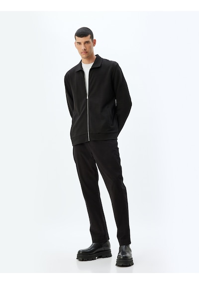 Koton Chino Pantolon Gabardin Cep Detaylı Düğmeli Pamuklu Siyah 5wam40038hw Siyah