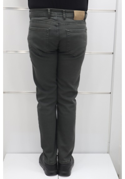 Dmctekstil Hacker Denim Erkek Haki Yeşil Normal Bel Rahat Kesim Dar Paça Jean Pantolon