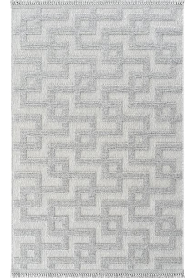 Çam Halı Enti Halı Togo 7509 Gri Geometrik Desenli Makine Halısı