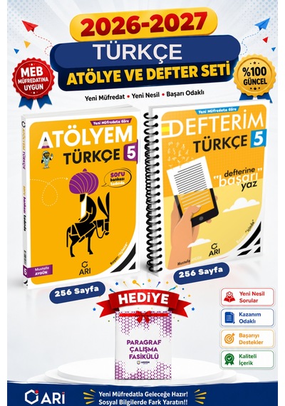 Arı Yayıncılık 5. Sınıf Türkçe Atöyle + Defter Seti