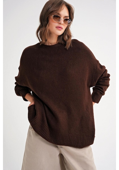 Hiccup Mixray Oversize Triko Kazak Kahverengi