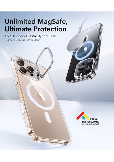 Esr Apple Uyumlu iPhone 16 Pro Halolock Mag Safe Classic Hybrid Stantlı Silikon Kılıf - Kamera Kontrol Buton Multicolor