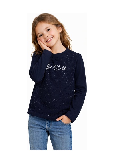 Taşlı Çocuk Sweatshirt Lacivert