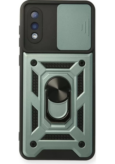 Newface Samsung Galaxy A02 Kılıf Pars Lens Yüzüklü Silikon - Yeşil