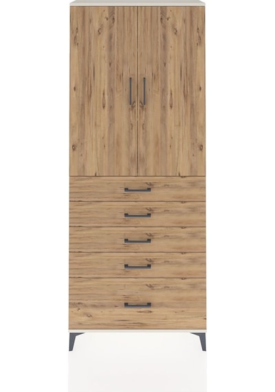 Arges Dolap 3 Raflı 5 Çekmeceli 2 Kapaklı 88x30x221 Aytaşı-çam Aytaşı