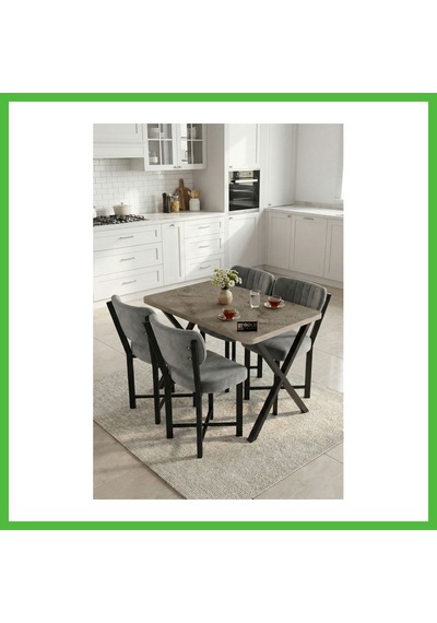 Vaveni Elma Masa Seti Gri Antrasit 110x70 Cm Arz Vaveni Elma Masa Seti Gri Antrasit 110x70 Cm Arz