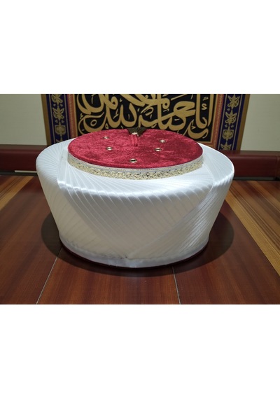 Fabrikam06 Açık Krem Saten Sarık İmam Sarığı Cami Sarığı Fes Sultan Sarık S136 60 Cm Açık Krem