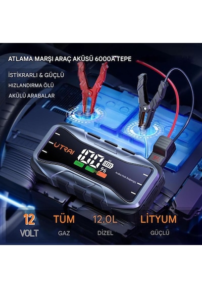 Jstar JS10 27000MAH 6000A Bitmiş Akü Çalıştıran Jump Starter Akü Takviye + Taşıma Çantası (65W PD)