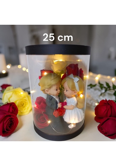 Sevgili Biblolu-ışıklı-kutulu Güller 25cm